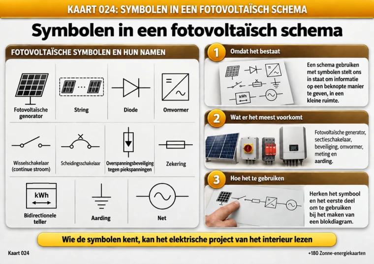 Kaart 024: symbolen in een fotovoltaïsch schema