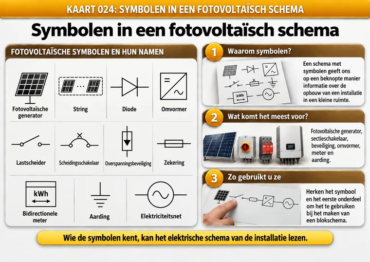 Kaart 024: symbolen in een fotovoltaïsch schema