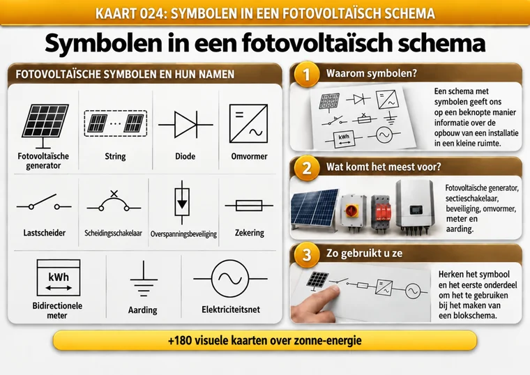 Kaart 024: symbolen in een fotovoltaïsch schema